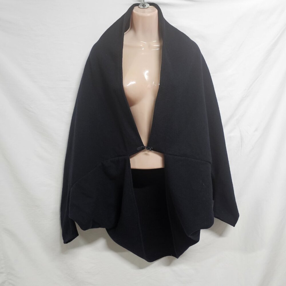 Anthropologie Gabriel for Sach Wool Poncho Coat Women One Size Navy Blue - Picture 6 of 14